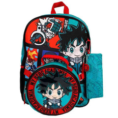 My Hero Academia - Chibi Plus Ultra 5-Piece Backpack Set - Bioworld - Backpack, Lunchbox, Utility Case, Keychain, Carabiner