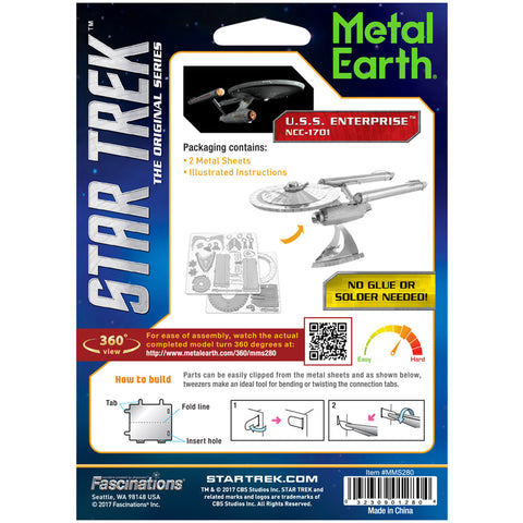 Star Trek - Unpainted USS Enterprise NCC-1701 Ship Figure Model Kit (Steel, Challenging Difficulty) - Fascinations - Metal Earth Series - Image 3