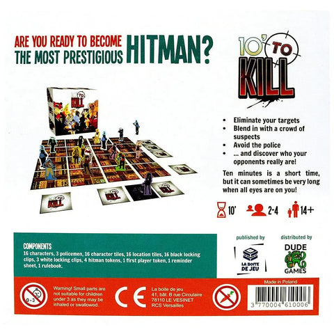 10' to Kill - Social Deduction Espionage Board Game for Family, and Adults (2-4 Players, Ages 12+) - Dude Games