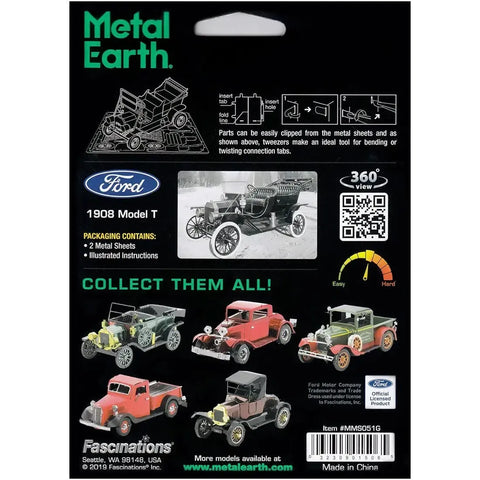 1908 Ford Model T Car Figure Model Kit (1:37 Scale, Steel, Moderate Difficulty) - Fascinations - Metal Earth Series