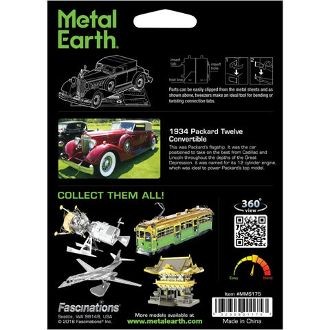 1934 Packard Twelve Convertible 3D Car Figure Model Kit (Steel, Moderate Difficulty) - Fascinations - Metal Earth Series - (2022) - Image 3