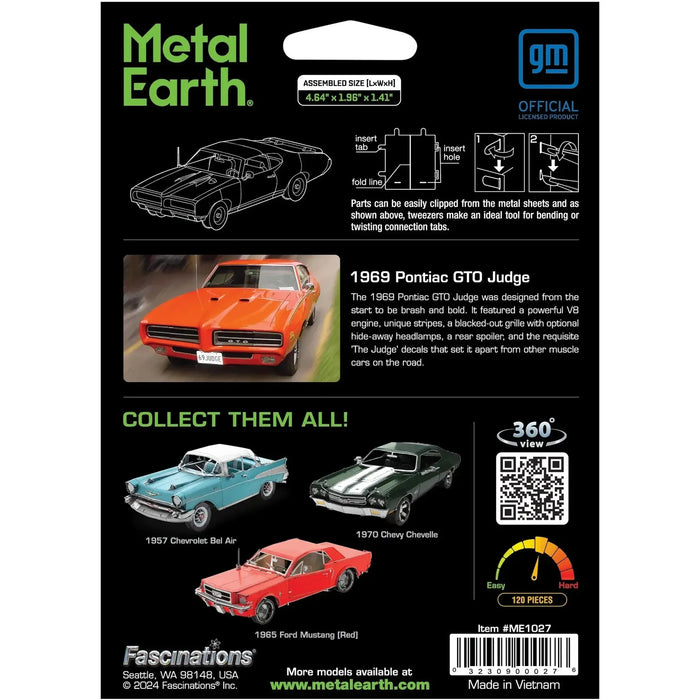1969 Pontiac GTO Judge Muscle Car Figure Model Kit (1:43 Scale, Steel, Moderate Difficulty) - Fascinations - Metal Earth Series - (2024)