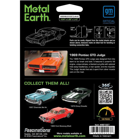 1969 Pontiac GTO Judge Muscle Car Figure Model Kit (1:43 Scale, Steel, Moderate Difficulty) - Fascinations - Metal Earth Series - (2024) - Image 3