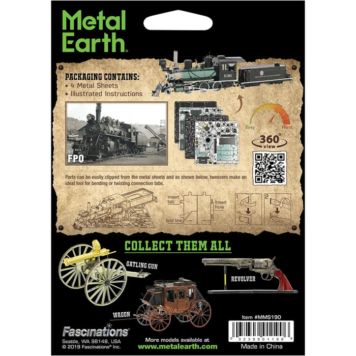 2-6-0 Locomotive Figure Model Kit (Steel, Hard Difficulty) - Fascinations - Metal Earth Series - (2023)