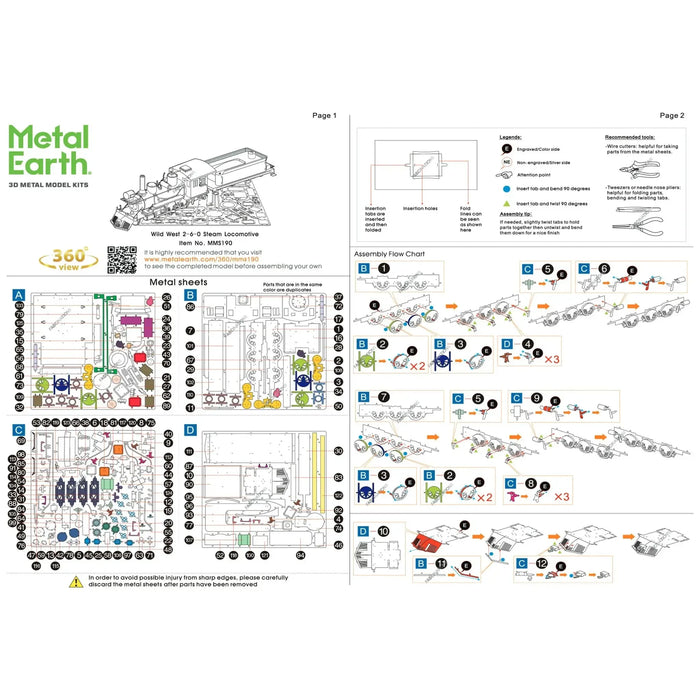 2-6-0 Locomotive Figure Model Kit (Steel, Hard Difficulty) - Fascinations - Metal Earth Series - (2023)