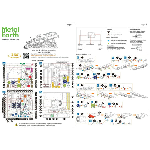 2-6-0 Locomotive Figure Model Kit (Steel, Hard Difficulty) - Fascinations - Metal Earth Series - (2023)