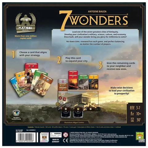 7 Wonders New Edition - Strategy Civilization Board Game for Family, and Adults (3-7 Players, Ages 10+) - Repos Production