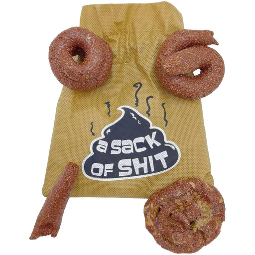 A Sack of Shit - Novelty Drawstring Brown Fake Poop Gift Gag Bag - Island Dogs - (2023)