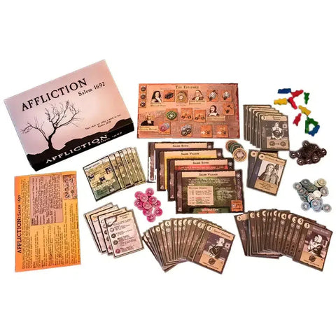 Affliction Salem 1692 - Worker Placement Historical Board Game for Family, and Adults (2-4 Players, Ages 12+) - DPH Games