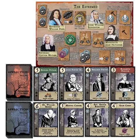 Affliction Salem 1692 - Worker Placement Historical Board Game for Family, and Adults (2-4 Players, Ages 12+) - DPH Games