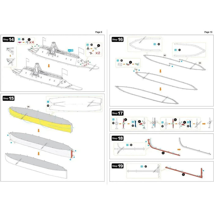 American Civil War [Battle of the Ironclads] - Monitor & Merrimack Ship Figures Model Kit Set (Steel, Challenging Difficulty) - Fascinations - Metal Earth Premium Series