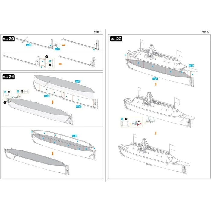 American Civil War [Battle of the Ironclads] - Monitor & Merrimack Ship Figures Model Kit Set (Steel, Challenging Difficulty) - Fascinations - Metal Earth Premium Series