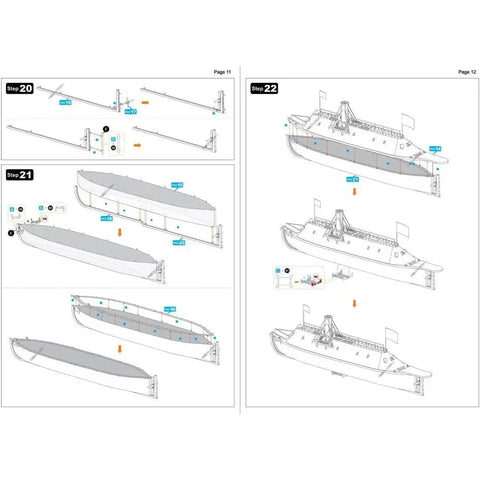 American Civil War [Battle of the Ironclads] - Monitor & Merrimack Ship Figures Model Kit Set (Steel, Challenging Difficulty) - Fascinations - Metal Earth Premium Series