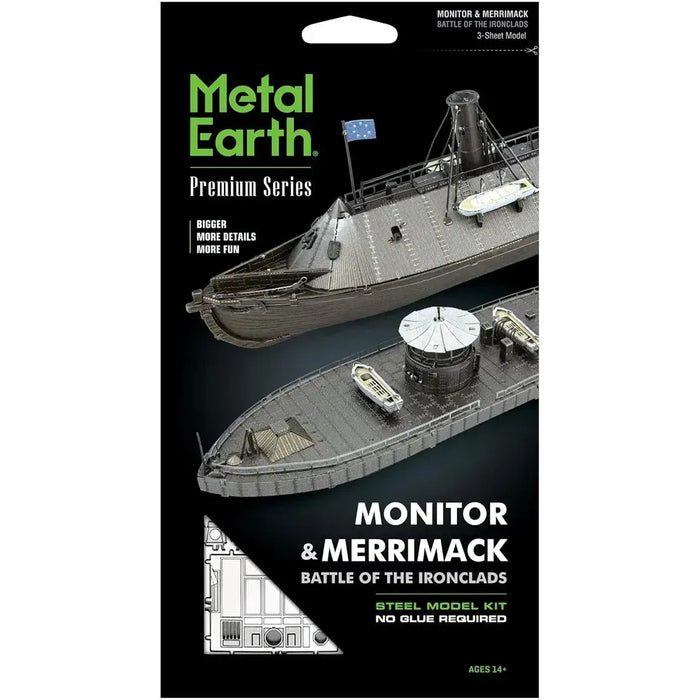 American Civil War [Battle of the Ironclads] - Monitor & Merrimack Ship Figures Model Kit Set (Steel, Challenging Difficulty) - Fascinations - Metal Earth Premium Series