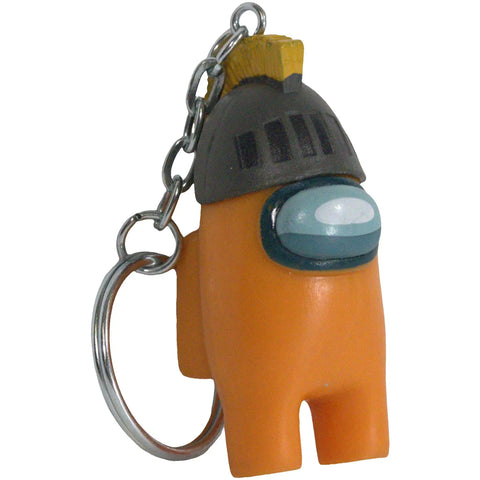 Among Us - Orange Crewmate with Gray Knight Helmet Rare Figural Keychain (2