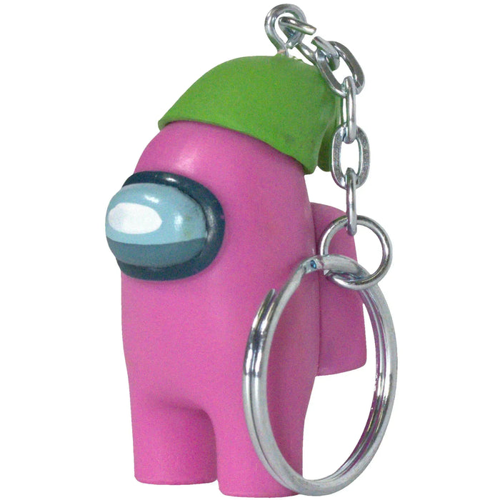 Among Us - Pink Crewmate with Green Hat Figural Keychain (2") - PMI Kids World - Series 2 - (2022)