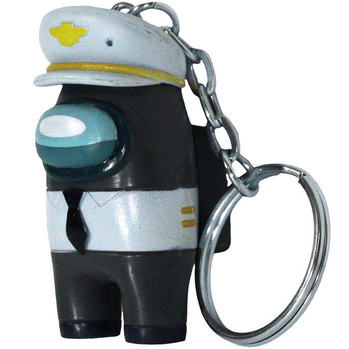 Among Us - Black Crewmate with Captain Hat Rare Figural Keychain (2") - PMI Kids World - Series 2 - (2022)