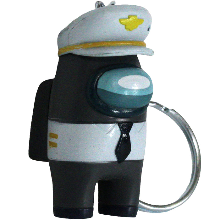 Among Us - Black Crewmate with Captain Hat Rare Figural Keychain (2") - PMI Kids World - Series 2 - (2022)