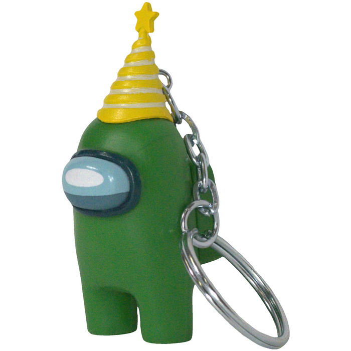 Among Us - Green Crewmate with Party Hat Figural Keychain (2") - PMI Kids World - Series 2 - (2022)