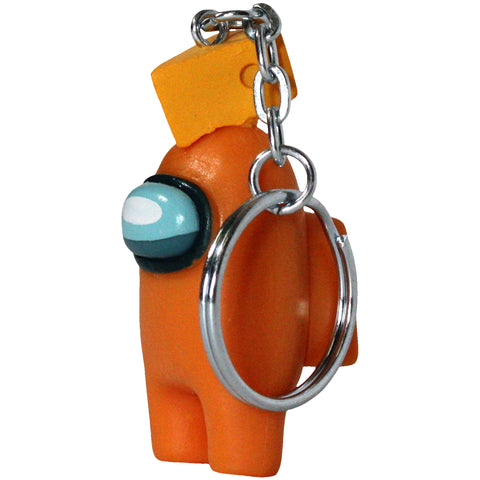 Among Us - Orange Crewmate with Cheese Hat Figural Keychain (2