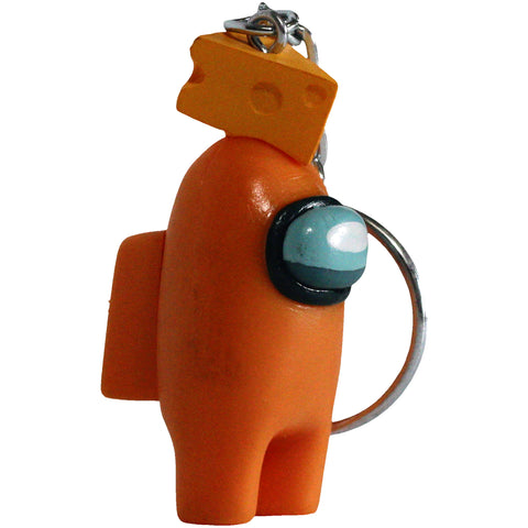 Among Us - Orange Crewmate with Cheese Hat Figural Keychain (2