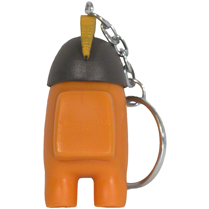 Among Us - Orange Crewmate with Gray Knight Helmet Rare Figural Keychain (2") - PMI Kids World - Series 2 - (2022)