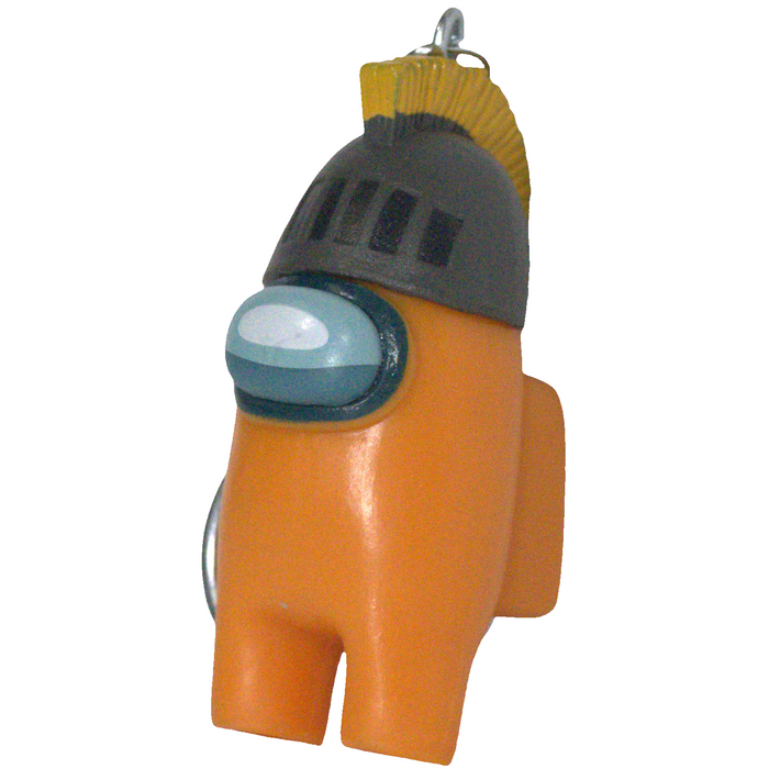 Among Us - Orange Crewmate with Gray Knight Helmet Rare Figural Keychain (2") - PMI Kids World - Series 2 - (2022)