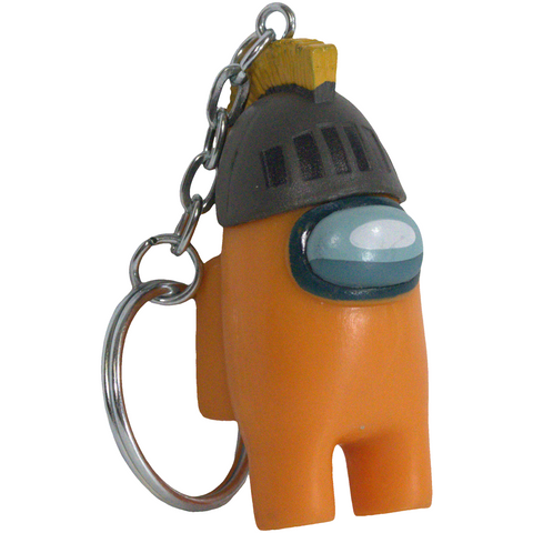 Among Us - Orange Crewmate with Gray Knight Helmet Rare Figural Keychain (2
