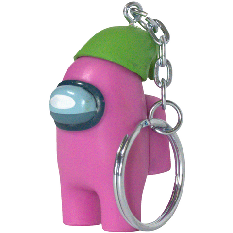 Among Us - Pink Crewmate with Green Hat Figural Keychain (2