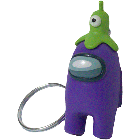 Among Us - Purple Crewmate with Green Alien Hat Figural Keychain (2