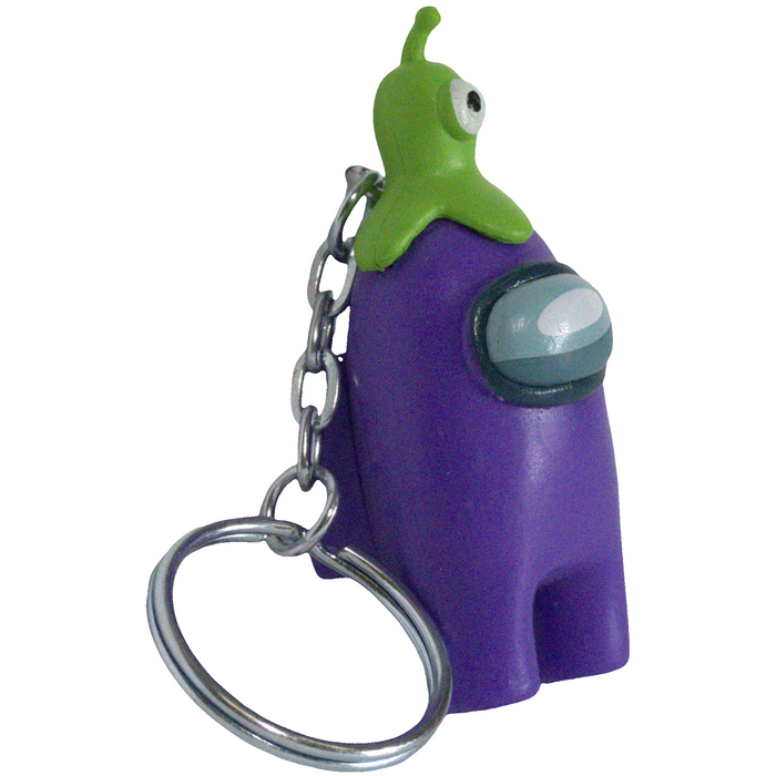 Among Us - Purple Crewmate with Green Alien Hat Figural Keychain (2") - PMI Kids World - Series 2 - (2022)