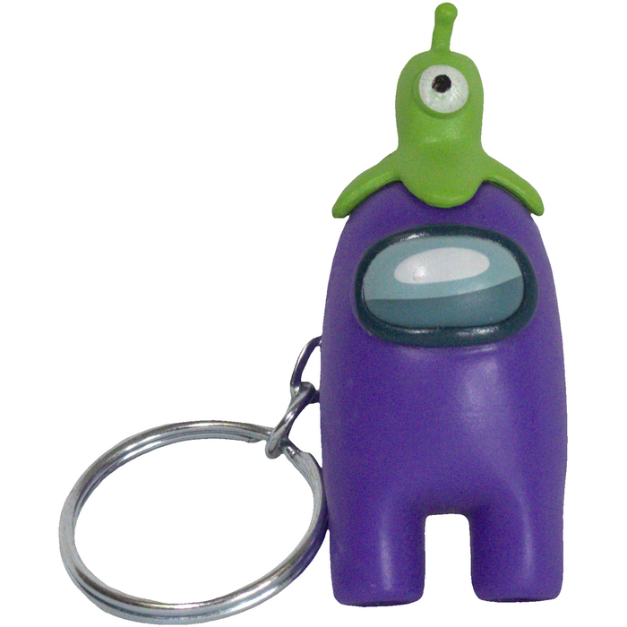 Among Us - Purple Crewmate with Green Alien Hat Figural Keychain (2") - PMI Kids World - Series 2 - (2022)