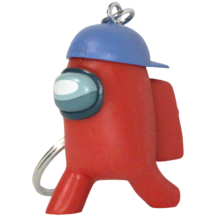 Among Us - Red Crewmate with Blue Baseball Cap Rare Figural Keychain (1.5") - PMI Kids World - Series 2 - (2022)