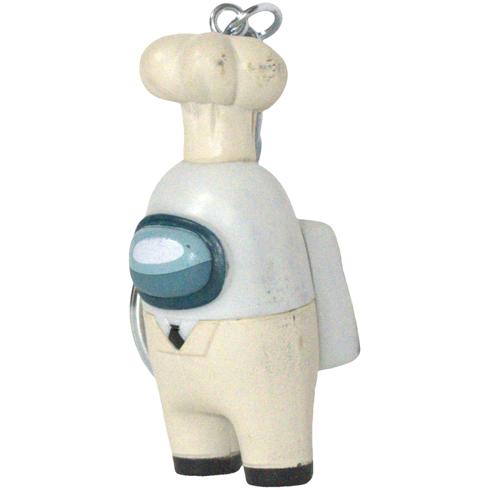 Among Us - White Crewmate with Chef Hat Figural Keychain (2") - PMI Kids World - Series 2 - (2022)