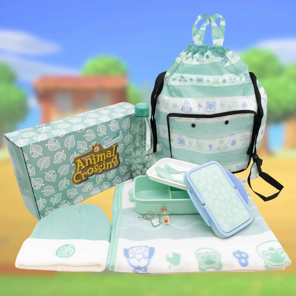 Animal Crossing: New Horizons - Collector's Gift Box Set - Culturefly - Keychain, Throw Blanket, Bento Lunchbox, Water Bottle, Beanie Hat, Drawstring Bag