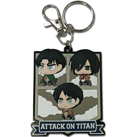 Attack on Titan - Chibi Levi, Eren & Mikasa Keychain (2.5