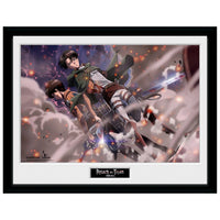 Attack on Titan - Eren & Levi Smoke Blast Framed Poster (13.5