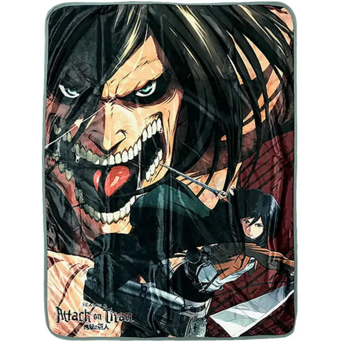 Attack on Titan [Season 2] - Attack Titan & Mikasa Ackerman Plush Throw Blanket (46"x60", Sublimated) - Great Eastern Entertainment