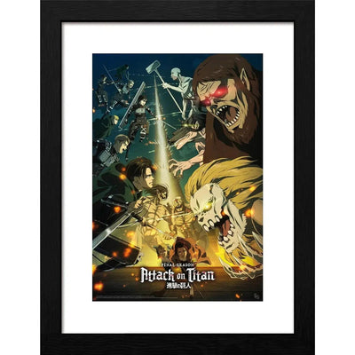Attack on Titan [Season 4] - Paradis Humans vs Marley Titans Framed Poster (13.5