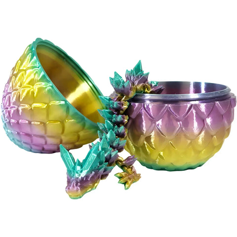Aurora Prism Dragon Hatchling Toy Figure with Egg (3D Printed) - Wonderland Workshop - Image 3