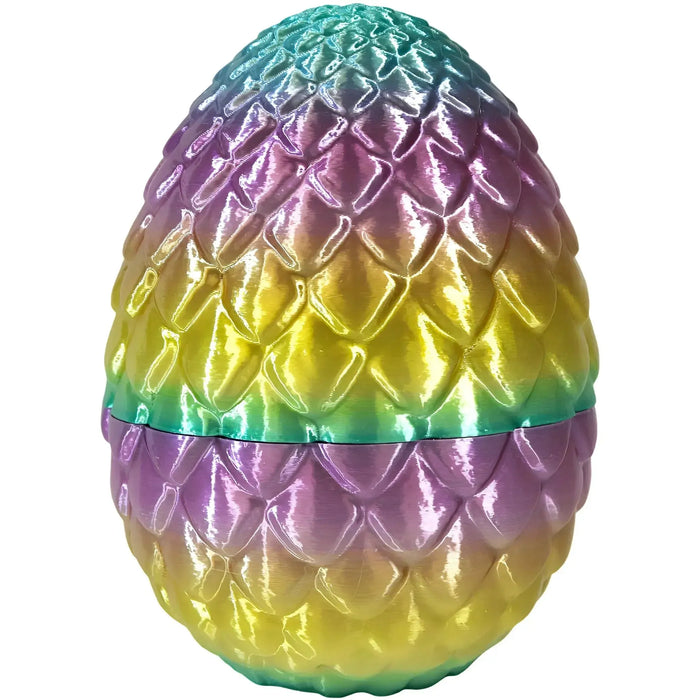 Aurora Prism Dragon Hatchling Toy Figure with Egg (3D Printed) - Wonderland Workshop