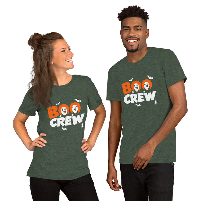 BOO CREW T-Shirt - Cute Halloween Ghosts and Spiders Graphic Tee
