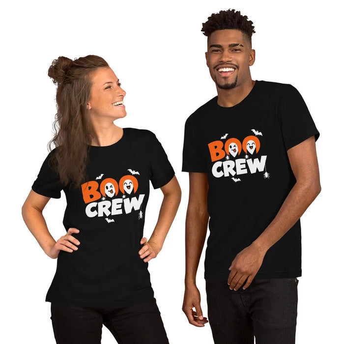 BOO CREW T-Shirt - Cute Halloween Ghosts and Spiders Graphic Tee