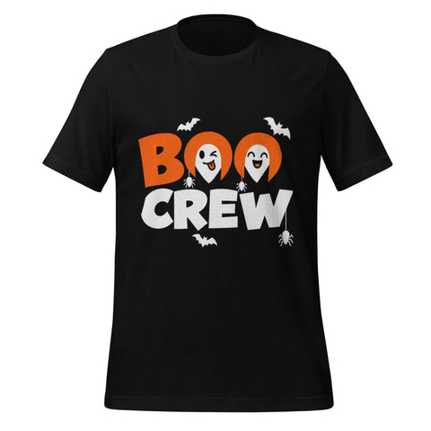 BOO CREW T-Shirt - Cute Halloween Ghosts and Spiders Graphic Tee - Image 1