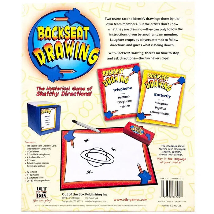 Backseat Drawing - Party Drawing Board Game for Family, Adults, and Children (4-8 Players, Ages 12+) - Out of the Box