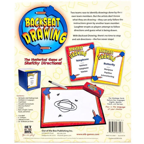 Backseat Drawing - Party Drawing Board Game for Family, Adults, and Children (4-8 Players, Ages 12+) - Out of the Box