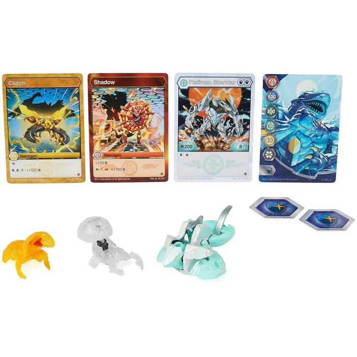bakugan pokemon card Bakugan Evolutions, Sharktar with Nano Shadow and Clutch Platinum Power Up Pack