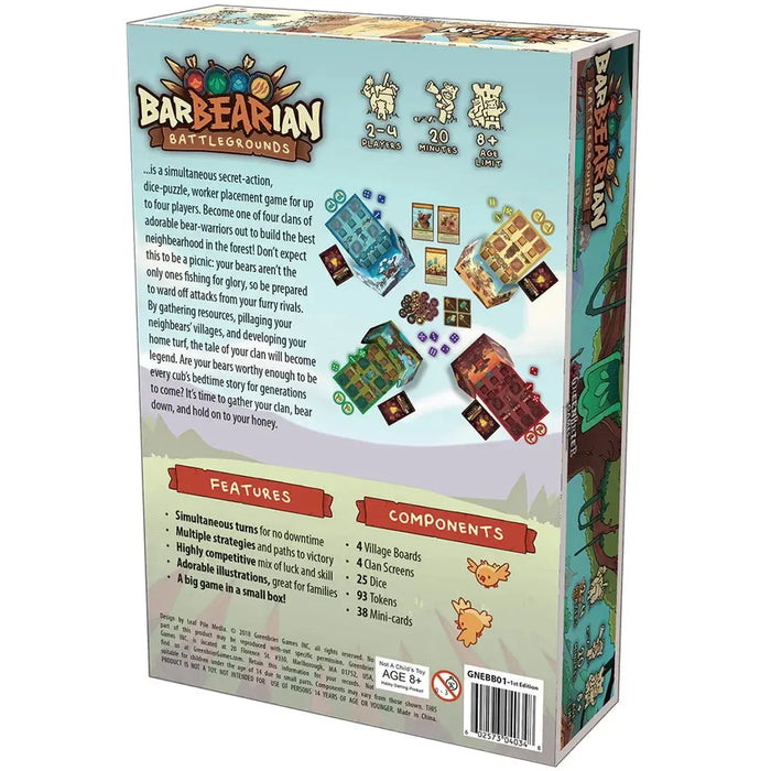 BarBEARian Battlegrounds - Worker Placement War Board Game for Family, Adults, and Children (2-4 Players, Ages 8+) - GreenBrier Games