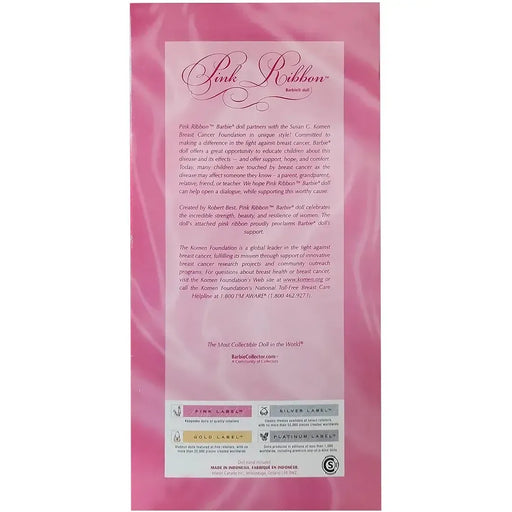 Barbie [Susan G. Komen Breast Cancer Foundation] - Pink Ribbon Barbie Doll (11") - Mattel - Pink Label Barbie Collector Series
