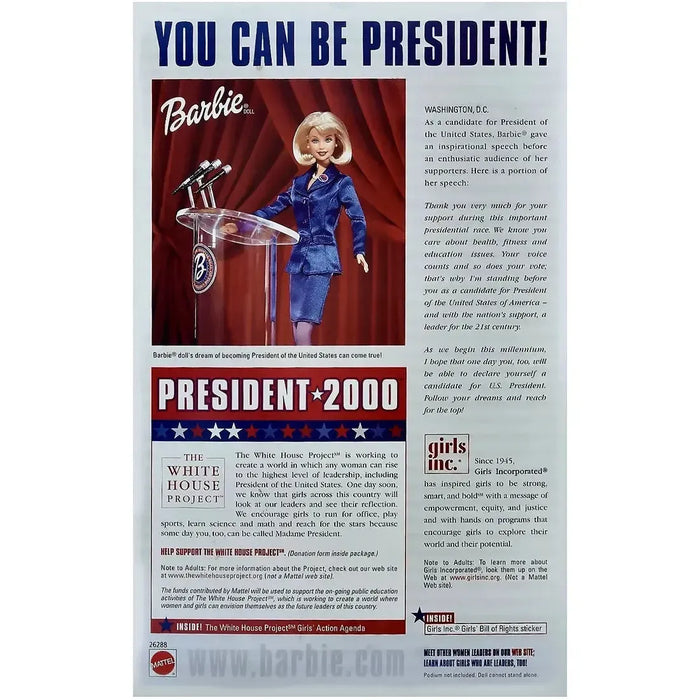 Barbie [The White House Project] - President 2000 Barbie Doll (11.5") - Mattel - Toys "R" Us Exclusive Edition (1999)